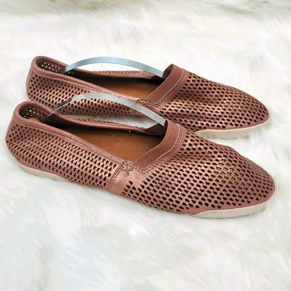 Frye Rose Gold Perforated Slip-On Flats